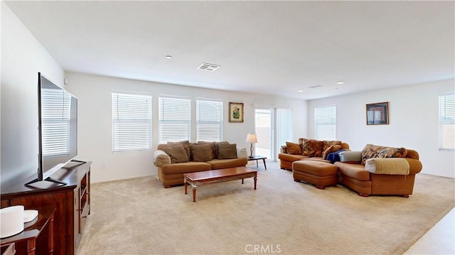 carpeted living room with plenty of natural light