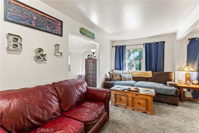 living room featuring carpet