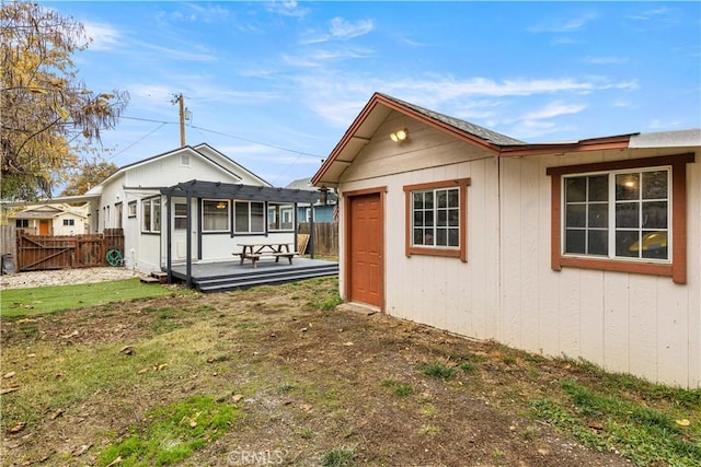 9528 Washington St, Upper Lake, CA 95485 - exterior space featuring a patio area, a garage, a fenced backyard, and a lawn