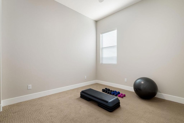 workout room with carpet floors