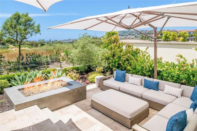 51 Monarch Beach Resort S, Dana Point, CA 92629 - view of patio / terrace featuring an outdoor living space with a fire pit