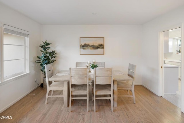 dining area with light hardwood / wood-style floors