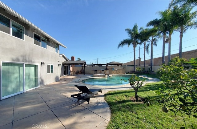 view of swimming pool with a patio area