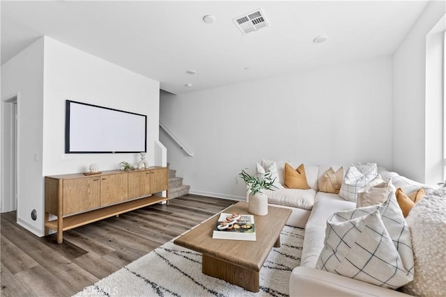 9431 N Sepulveda Blvd Unit 3, North Hills, CA 91343 - living room with wood finished floors and stairway