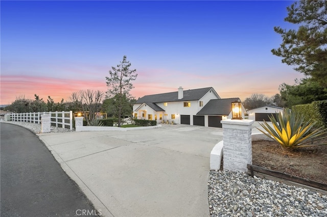 view of front of house with a garage