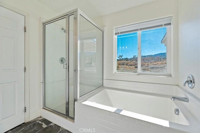 bathroom with plus walk in shower