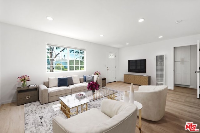 living room with light wood-type flooring