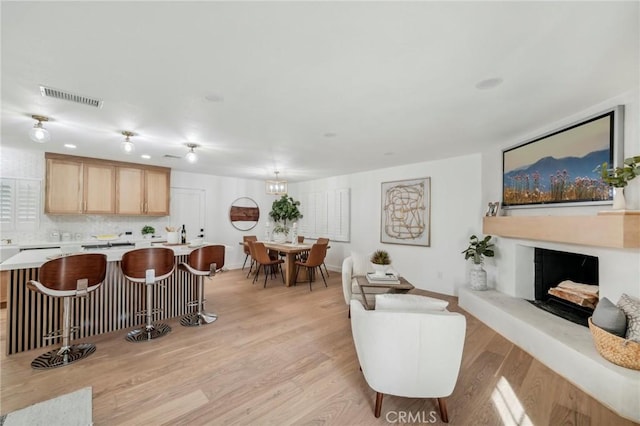 living room featuring light hardwood / wood-style flooring