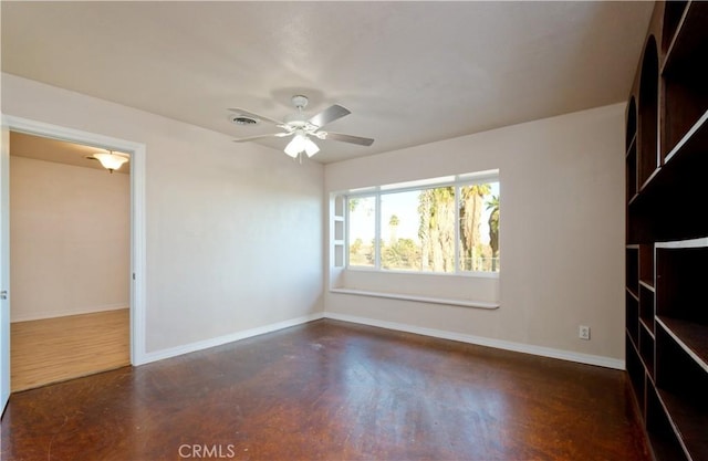 unfurnished room featuring dark hardwood / wood-style flooring and ceiling fan