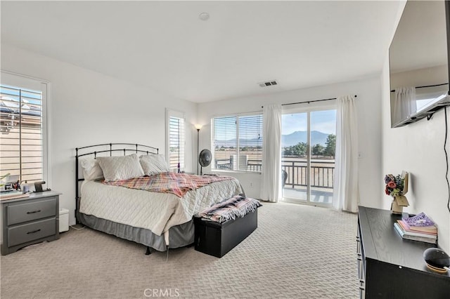 carpeted bedroom featuring access to exterior