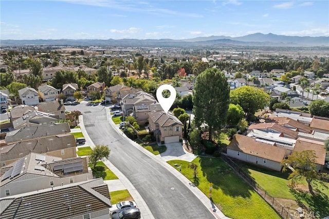 aerial view with a mountain view