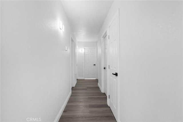 hall with dark wood-type flooring