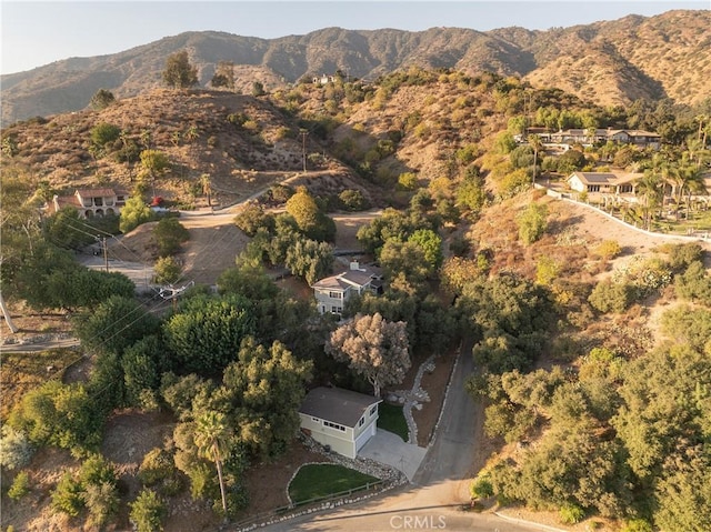 birds eye view of property featuring a mountain view