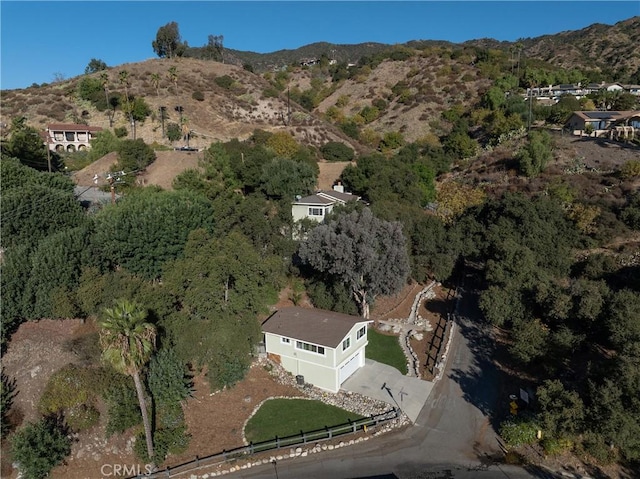 birds eye view of property featuring a mountain view