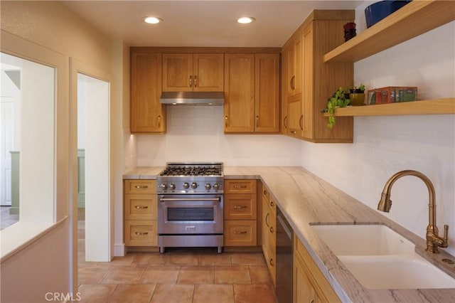 kitchen with appliances with stainless steel finishes, backsplash, and sink