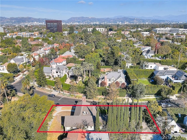 bird's eye view featuring a mountain view