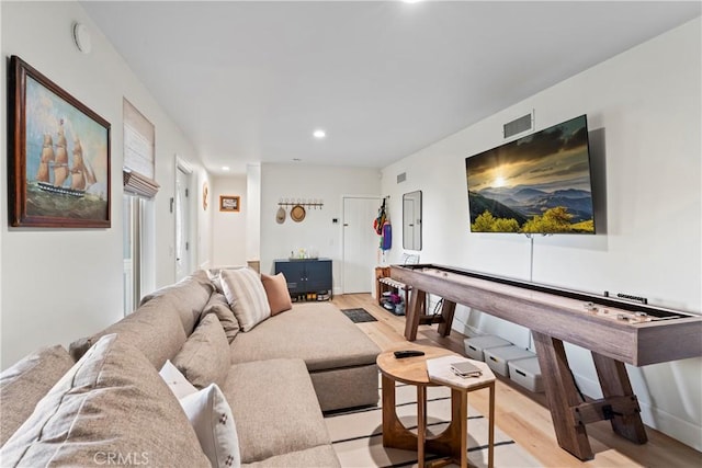 living room featuring light wood-type flooring