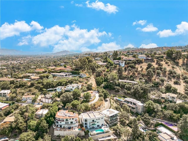 bird's eye view with a mountain view