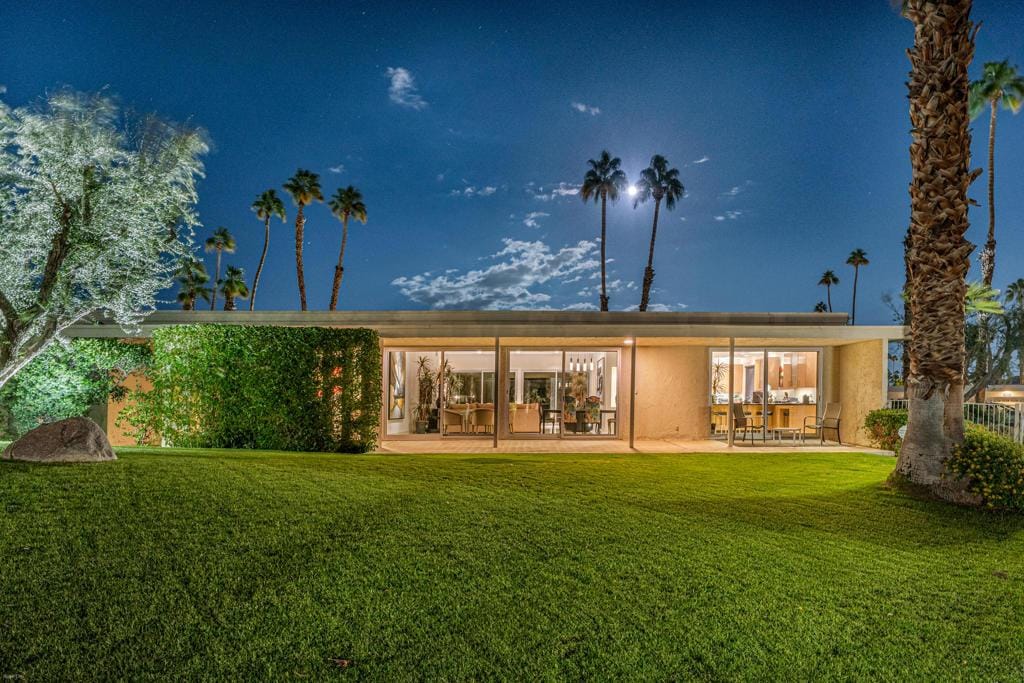 back of house featuring a patio area and a yard