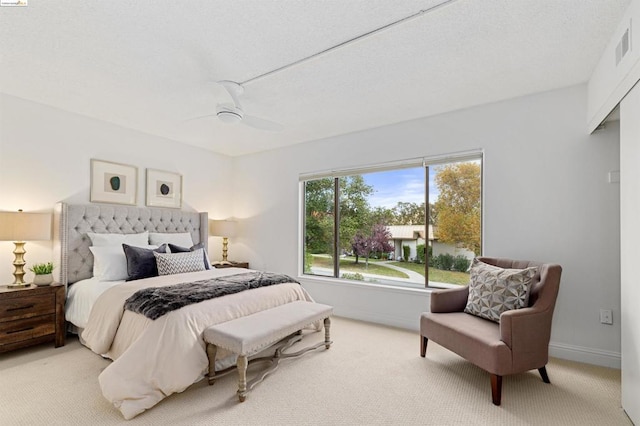 bedroom with carpet flooring and ceiling fan