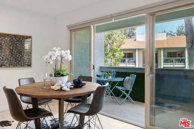 dining room with light hardwood / wood-style flooring