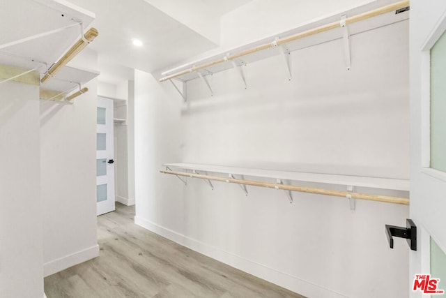 spacious closet with light wood-type flooring