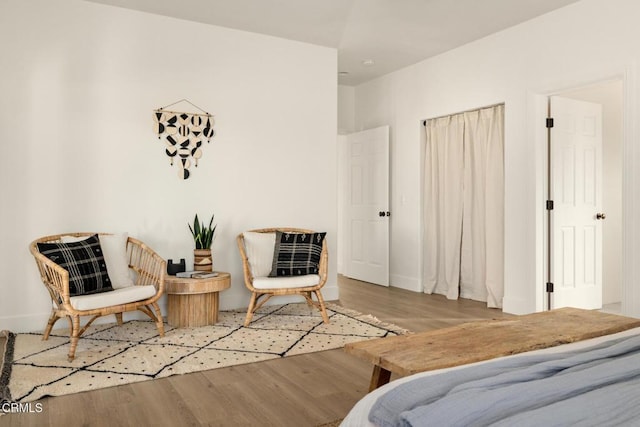 living area with light hardwood / wood-style floors