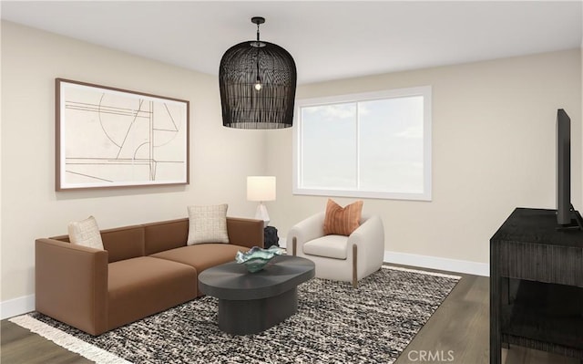 living room featuring dark hardwood / wood-style flooring