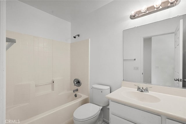 full bathroom featuring vanity, toilet, and shower / bathtub combination