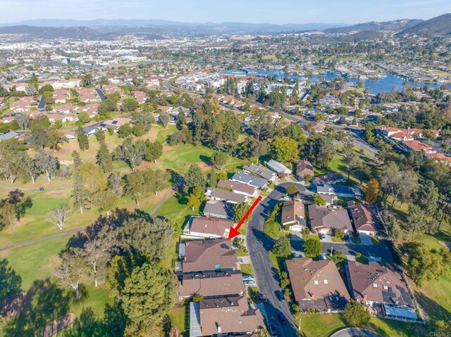 bird's eye view with a mountain view