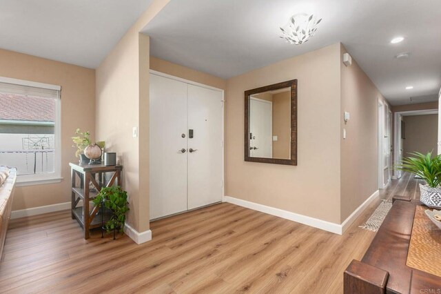 foyer featuring light wood-type flooring