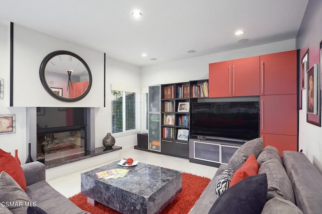 view of tiled living room