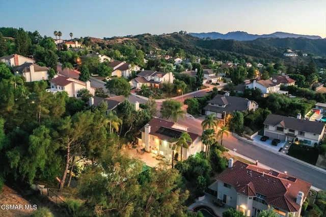 drone / aerial view with a mountain view