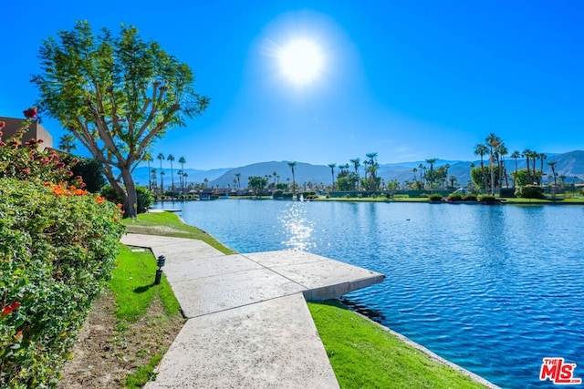 view of water feature with a mountain view