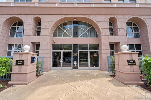 property entrance with french doors