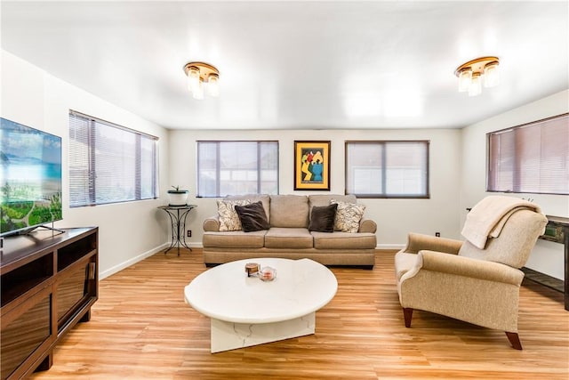 living room featuring light hardwood / wood-style floors