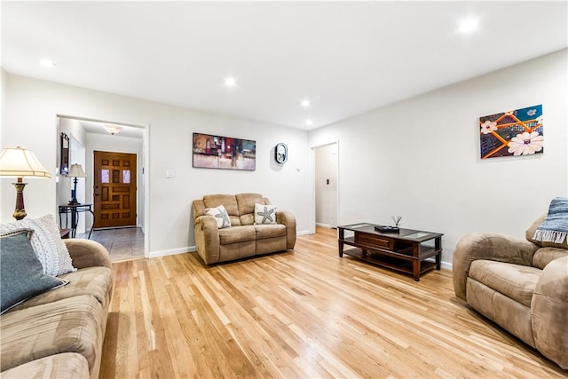 living room featuring light hardwood / wood-style flooring