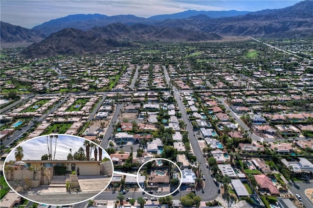 aerial view featuring a mountain view