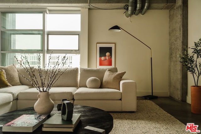 living room with wood-type flooring