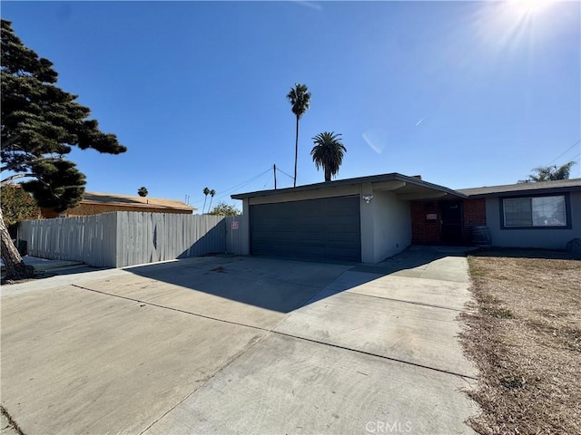 exterior space with a garage