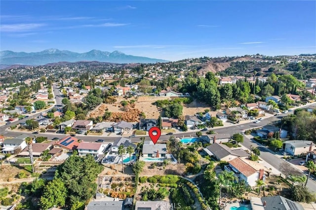 drone / aerial view with a mountain view