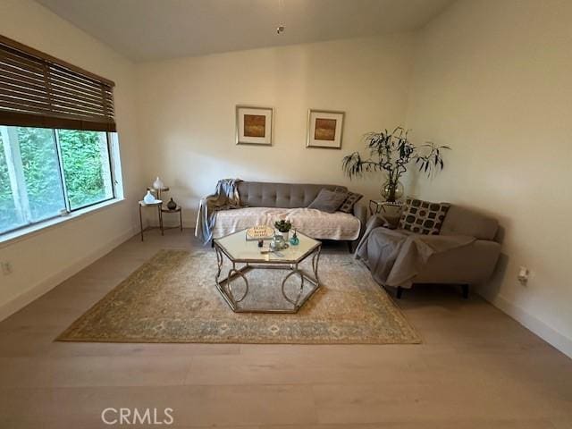 living room featuring baseboards