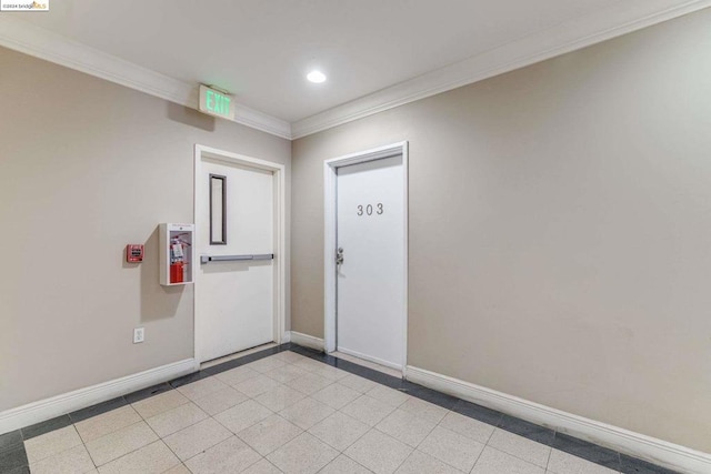 interior space featuring crown molding