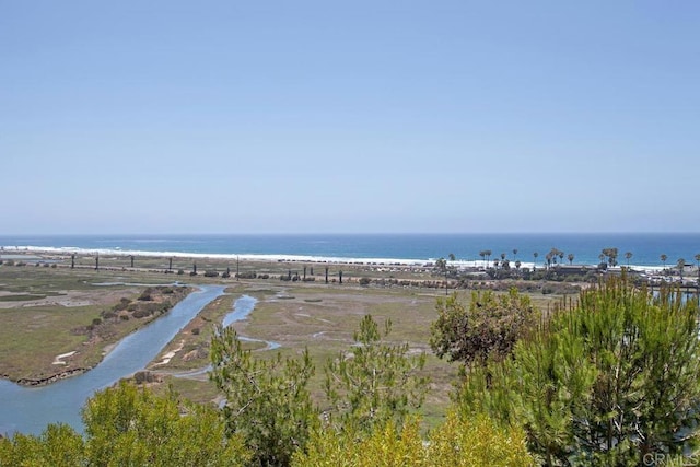 view of water feature with a view of the beach