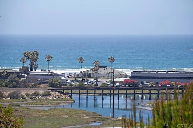 property view of water featuring a view of the beach