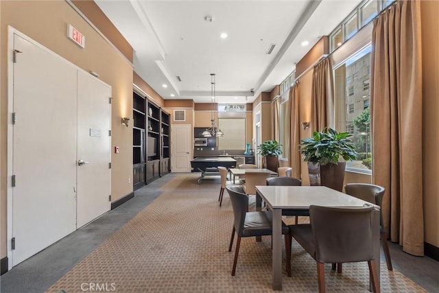 dining space featuring billiards