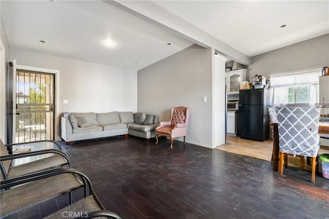 living room with hardwood / wood-style floors