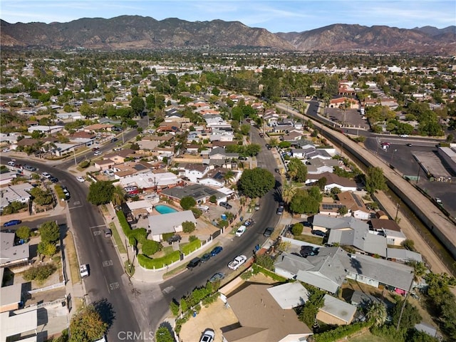 bird's eye view with a mountain view