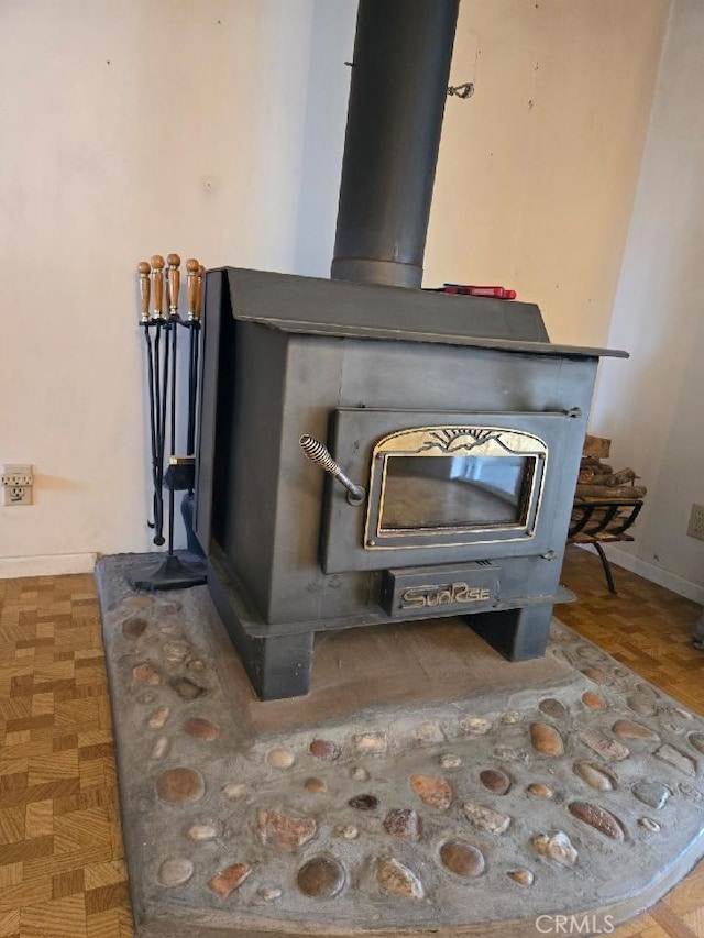 details with a wood stove