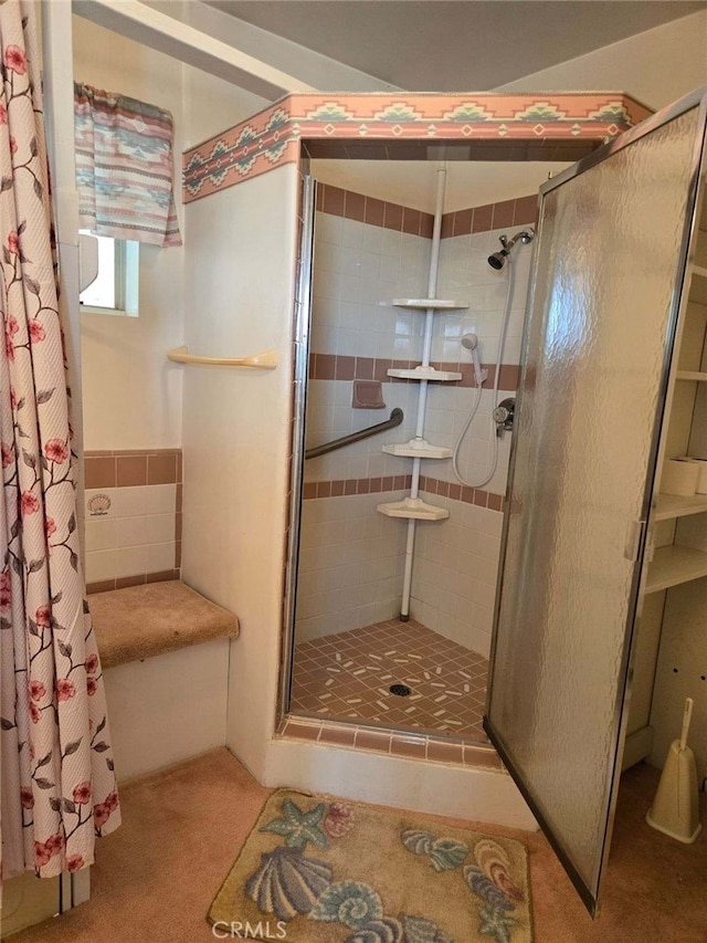 bathroom featuring walk in shower